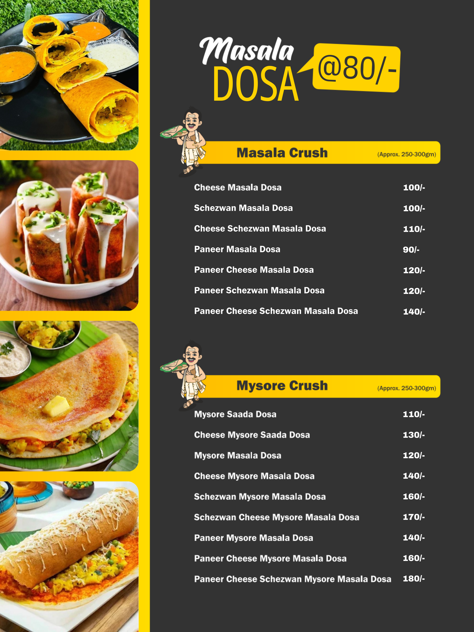 best dosa menu